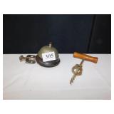 CLAMP ON DINNER BELL AND WINE CORKSCREW