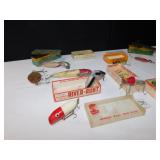 TIN BOX FISHING LURES AND OTHER VINTAGE