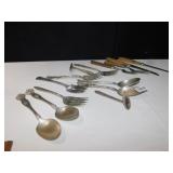 SILVERPLATE FLATWARE, WOOD HANDLE FORKS AND