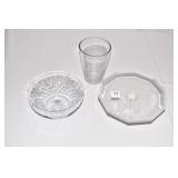 CAKE PLATE, CRYSTAL BOWL, VASE