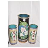 ENAMELED VASE 15" & 2 10"