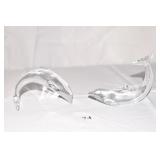 TWO BACCARAT SIGNED WHALES 4" H X 6" W