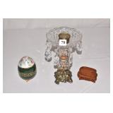 PRISMED PEDESTAL DISH, EGG ARTORIA LIMOGES LID