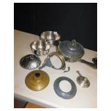 SILVER PLATE FONDUE SET, MIXING BOWLS, ETC.