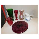 DECORATIVE VASES AND GLASS CLOCK MISSING SECOND