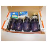 4 PURPLE 1 PINT BALL GLASS JARS WITH WIDE MOUTH