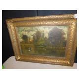 18HX24W, FRAMED OIL PAINTED ON CANVAS WITH HOLE,