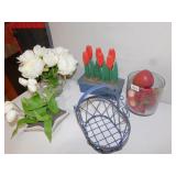 GROUP OF FLOWERS AND VASE