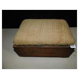 VINTAGE FOOT STOOL/ SEWING BOX, 9" H X 16" W X 8"