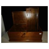 SMALL CHEST WOODEN WITH SHELF & KEY, 11" H X 24 "