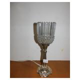SILVERPLATE 15" LAMP W/ GLASS SHADE