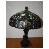 STAINED GLASS LAMP 26" H X 18" ROUND 2 BULB