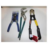KOBALT NIPPERS, BOLT CUTTERS, PIPE WRENCH
