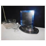 DECO PICTURE FRAME, GLASS BOWL, SILVERPLATE