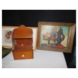 KEEPSAKE DISPLAY, TIN BOWL, WOOD BOX