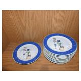BOEHM BIRDS DAMAGED & SNOWMAN DESSERT PLATES 7.5"