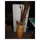 26" TALL WICKER TWO HANDLE VASE / BASKET WITH