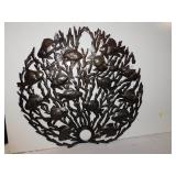 METAL REEF WALL SCULPTURE, ROUND, BLACK 22X23