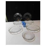 EARLY ETCHED BLUE CORDIALS, ONE WITH ROUGH EDGE,