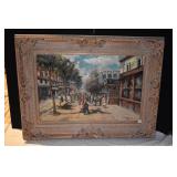 OIL ON BOARD WOOD ORNATE FRAME 37" H X 48"