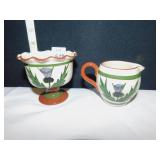 LONGPART TORQUAY ENGLAND POTTERY CREAMER AND
