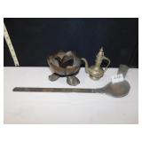 SILVERPLATE SPOON, PITCHER, FLOWER HOLDER