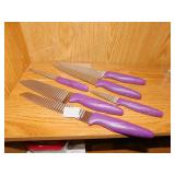 SET OF NEW KNIVES PURPLE HANDLE W/ OB