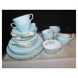 ANSLEY ENGLAND CREAMER, SUGAR, 6 CUPS & SAUCERS,