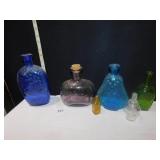 6 BOTTLES 3" TO 9" AMBER, BLUE, GREEN, ETC.