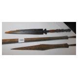 23" WOOD CARVED PIECE CHIP ON BASE, 21" BLADE,