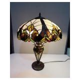 STAINED GLASS LAMP LIGHT UP CENTER 25" H X 17" W