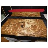 ASIAN TAPESTRY 37" X 33" SOME WEAR AS SHOWN,