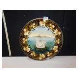 GLAZED IRONSTONE SWAN PLATE, 14.5"