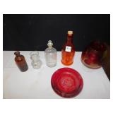 ASHTRAY, BRANDY GLASS, ORANGE BOTTLE