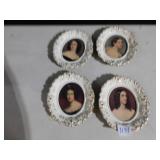 4 SMALL VICTORIAN LADY WALL HANGINGS