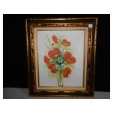 PAINTING OF CANVAS OF FLOWERS, UNSIGNED, 28" H X