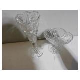 PRESSED GLASS VASE & CANDY DISH