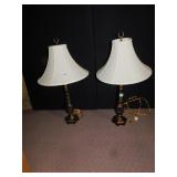 28" H PAIR OF HAND PAINTED LAMPS W/ SHADES