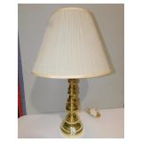 28" BRASS LAMP, SHADE IS CRACKED INSIDE