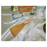 CARVED HANDLED BONE BRUSH, VINTAGE PALMA SUPREME