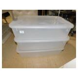 3 STERILITE 40 QT CLEAR BINS