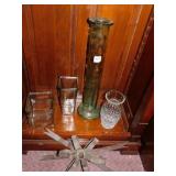 23" H VASE, LENOX VASE SMALL CHIP, METAL BOW