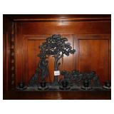 CAST IRON CANDLE HOLDER 5 ARM- SHEEP HERD SCENE