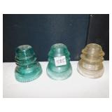 3 GLASS INSULATORS, WHITALL TATUM COMPANY NO 1, 1