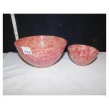 BOWLS MADE IN ENGLAND, POTERY, RED/WHITE