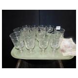 TRAY OF GLASSES AND WINE MARKERS