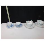 4 TEACUPS, 2 MATCHING GERMAN WITH SMALL CHIP,