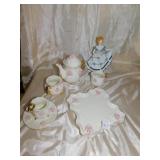 TEA SET W/ ROSES NO LID FOR CREAMER, FIGURINE