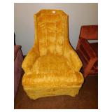 GOLD MID CENTURY UPHOLSTERED ARMCHAIR,