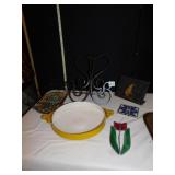 METAL EASLE, BREADBASKET, DANSK METAL BOWL, ETC.